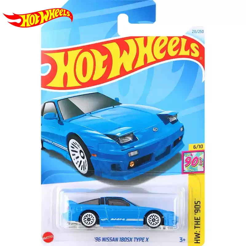 24M Original Hot Wheels Car 96 Nissan 180SX Type X Toys for Boys Scale 1/64 Diecast Vehicle Metal Model Collection Birthday Gift