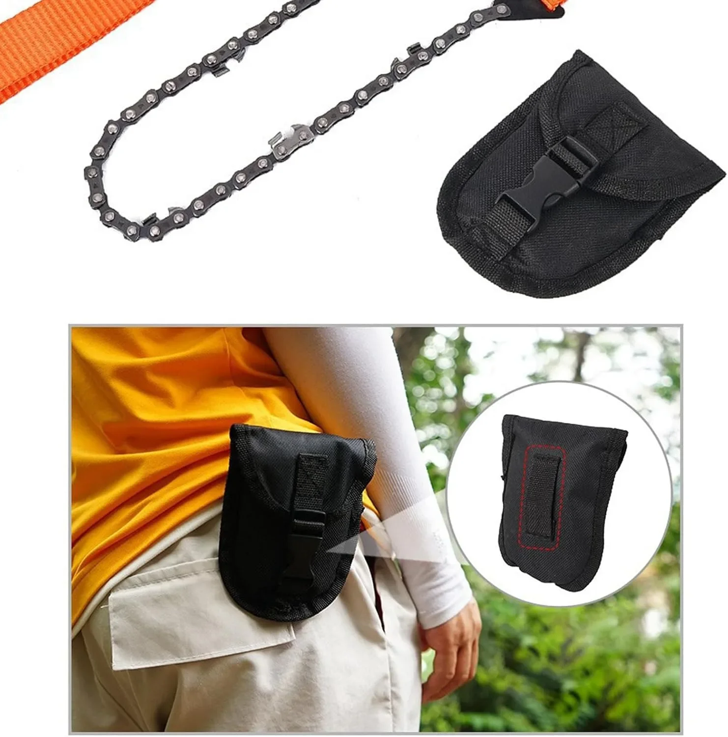 CZHIYAO Pocket Chainsaw Set Storage Bag 11/33 Teeth Folding Chain Hand Saw Outdoor Survival Camping Hunting Tree CuttingTools