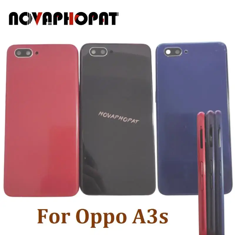 For Oppo A3s 32GB Back Cover Battery Door Rear Case Panel Back Housing With Camera Glass Lens and Frame Side Key Button