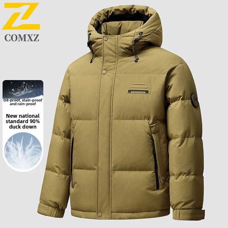 

COMXZ Mens Short Down Jacket Thickened Hooded Korean Style Fashion Lightweight Puffer Coat Outdoor Cold Resistant Winter Parka