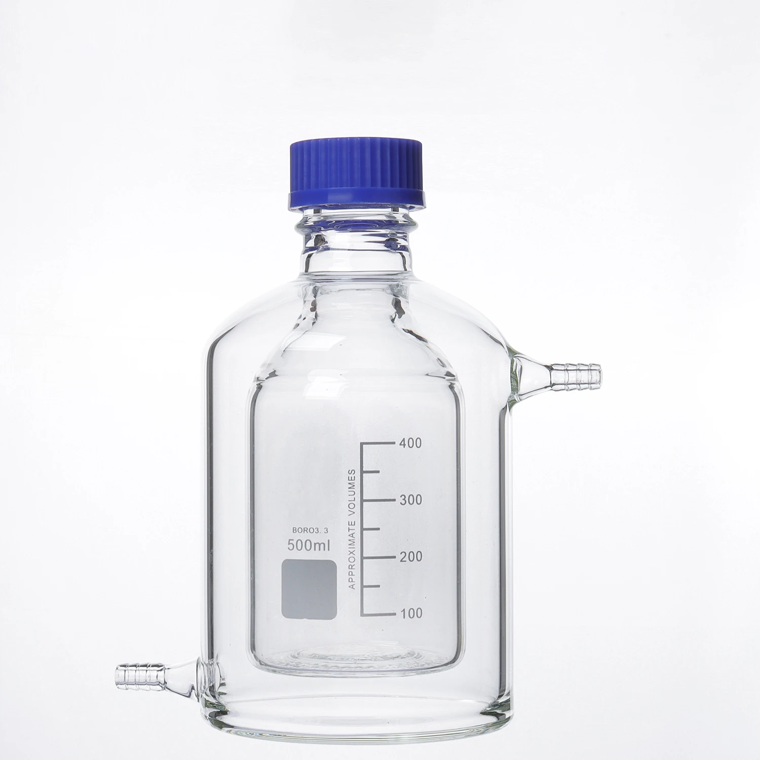 Jacket reagent bottle blue cap 100-3000ml borosilicate double-layer wire reagent bottle GL45/GL80 PP cap flat bottom flask