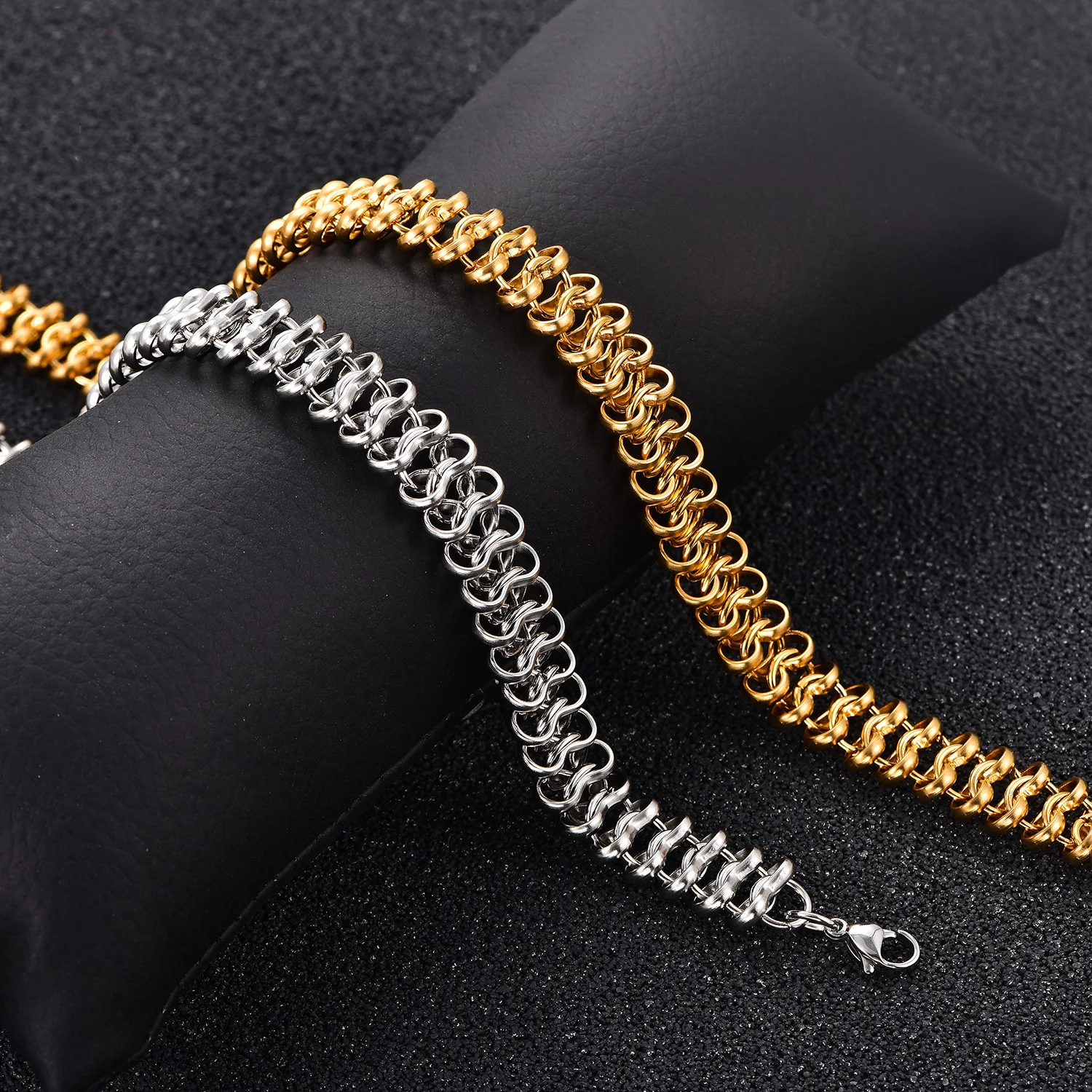 Hochglanzpolierte 12MM Edelstahl-Halskette, Punk-Hip-Hop-Rolo-Halskette, Rock-Boy-Heavy-Metal-Schmuck für Männer und Jungen – Detail 3