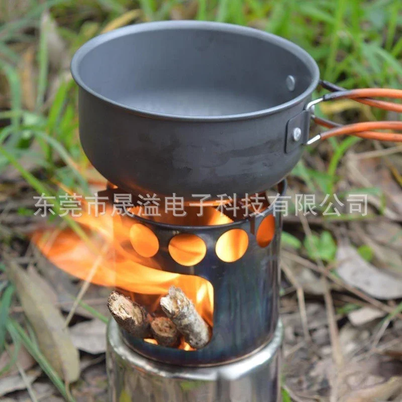 Stainless Steel Portable Camping Stove Firewood & Charcoal BBQ Stove Multifunctional Outdoor Cooking Tool for Picnic Backpacking