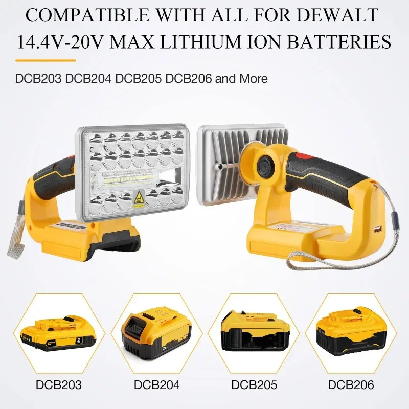 مصباح LED محمول للتخييم في الهواء الطلق مع USB لبطاريات ماكيتا/ديوالت/ميلووكي/بوش/بلاك اند ديكر/الحرفي 18-20 فولت ليثيوم أيون