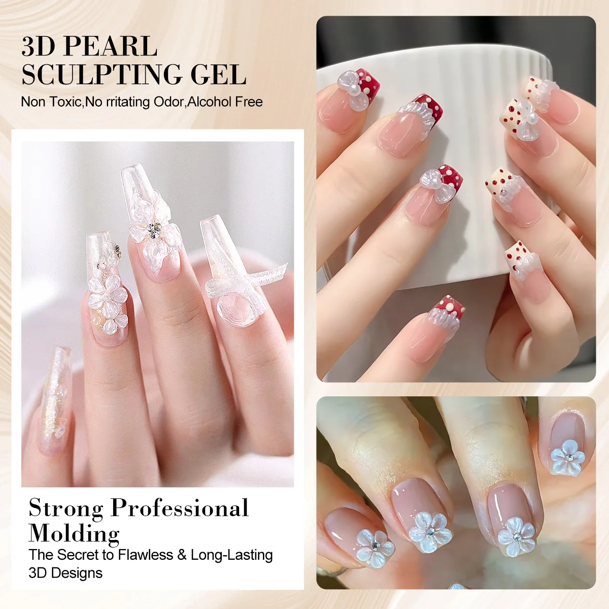 LIMEGIRL 3D Perle Carving Nagel Gel Nagel Modellierung Gel Carving DIY Blume Nail art Bau UV Latex Gelee Nagel Gel Nagel Kunst