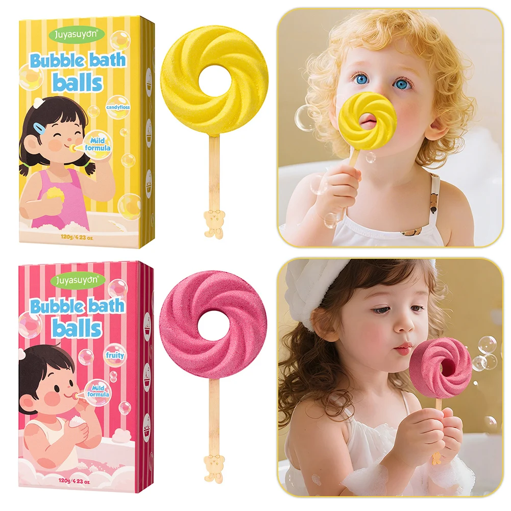 1/2/3pcs Kids Bubble Baths Ball Cotton Candy/ Fruit Flavor Cute Candies Design Funny Bath Salt Ball Hand-Made Bathing Product