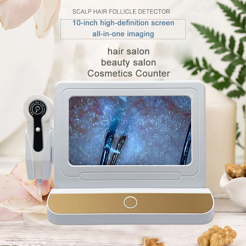 200/50X Skin Hair Scalp Detector Dermascope For Skin Scanner Machine Digital Microscope HD Hair Follicles Skin Analyzer 10 Inch