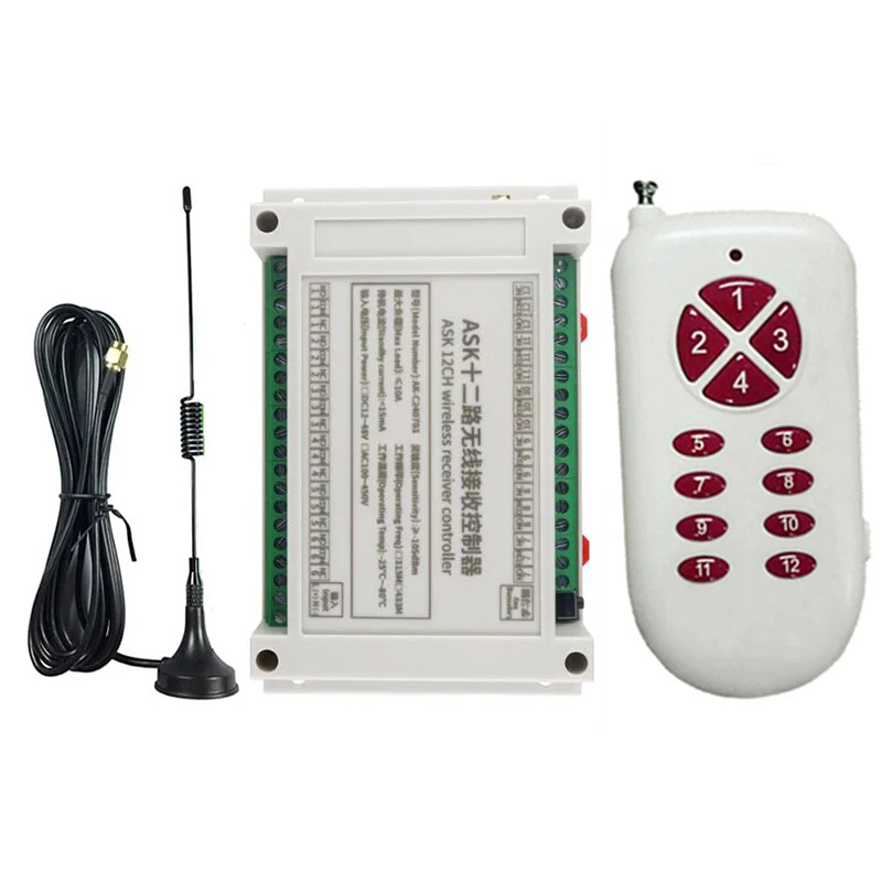 433MHZ 500M AC110V 220V 380V 12CH RF Wireless Remote Control Relay Switch light /lamp/ Garage Doors shutters projection screen