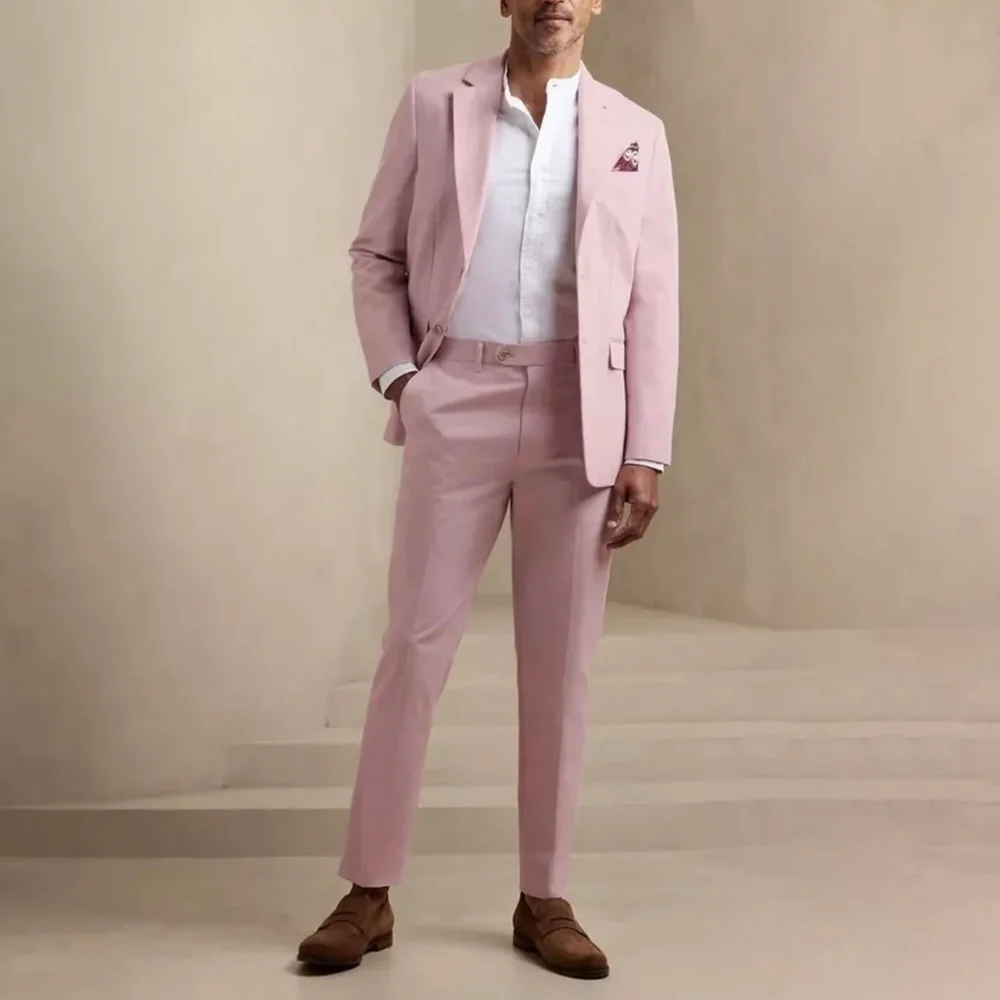 

Men's Suit Two Piece Solid Color Single Breasted Fashion Men Clothing Slim Fit Chic Casual Business Wedding Party Suits 2024