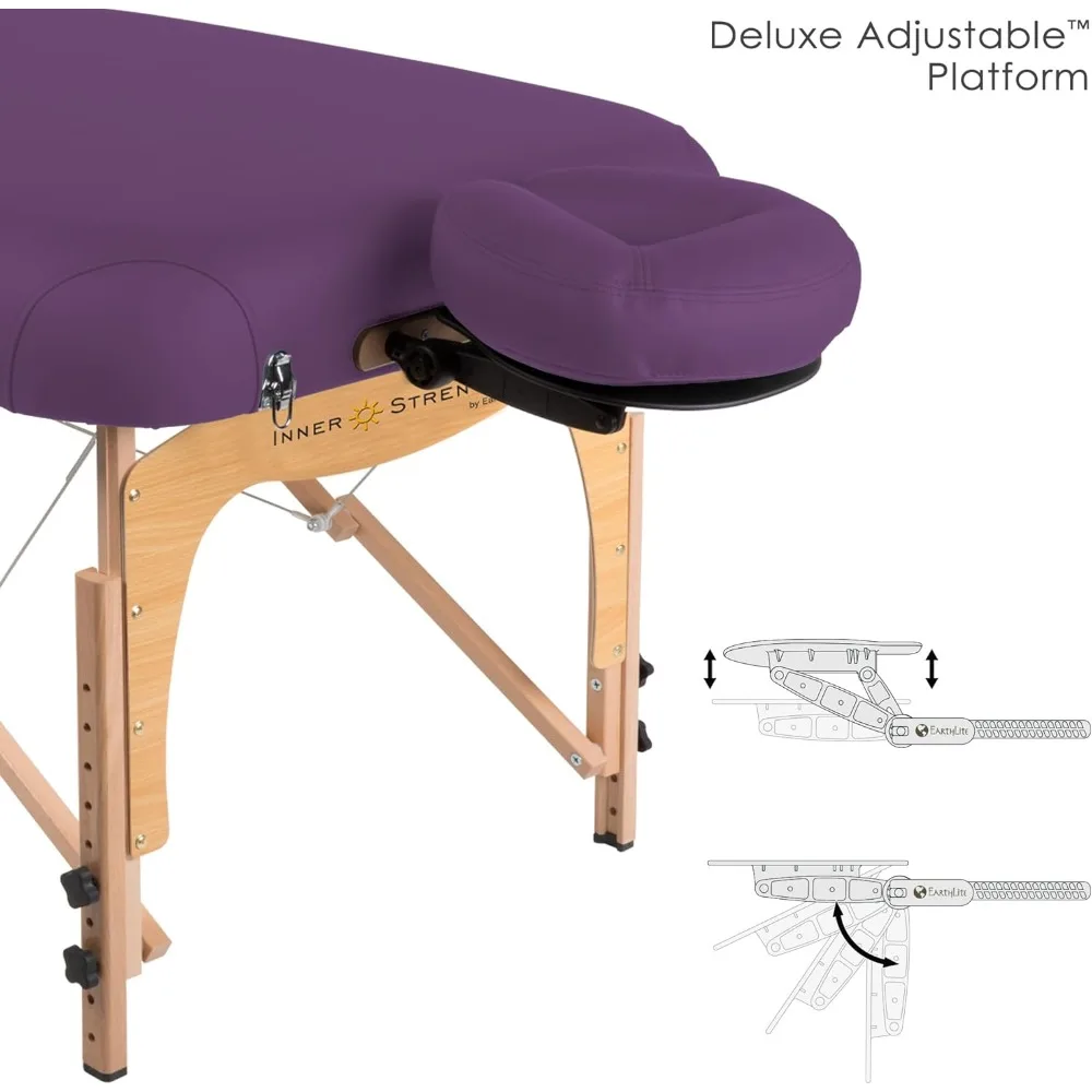 Portable Massage Table Package E2 - Full Reiki Massage Table Incl. Deluxe Adjustable Face Cradle, Pillow & Carry