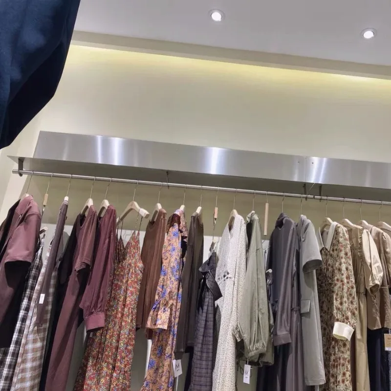 

Stainless Steel Clothing Display Stand Commercial Metal Shoe Shelf & Garment Hanger Heavy Duty Clothing Store Storage Rack Unit