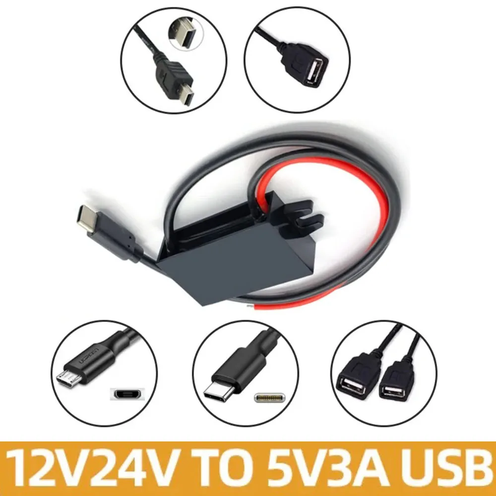 12V 24V to 5V 3A Power Supply Type-C USB DC-DC Car Power Converter Adapter Step Down Voltage  with Reverse Protection