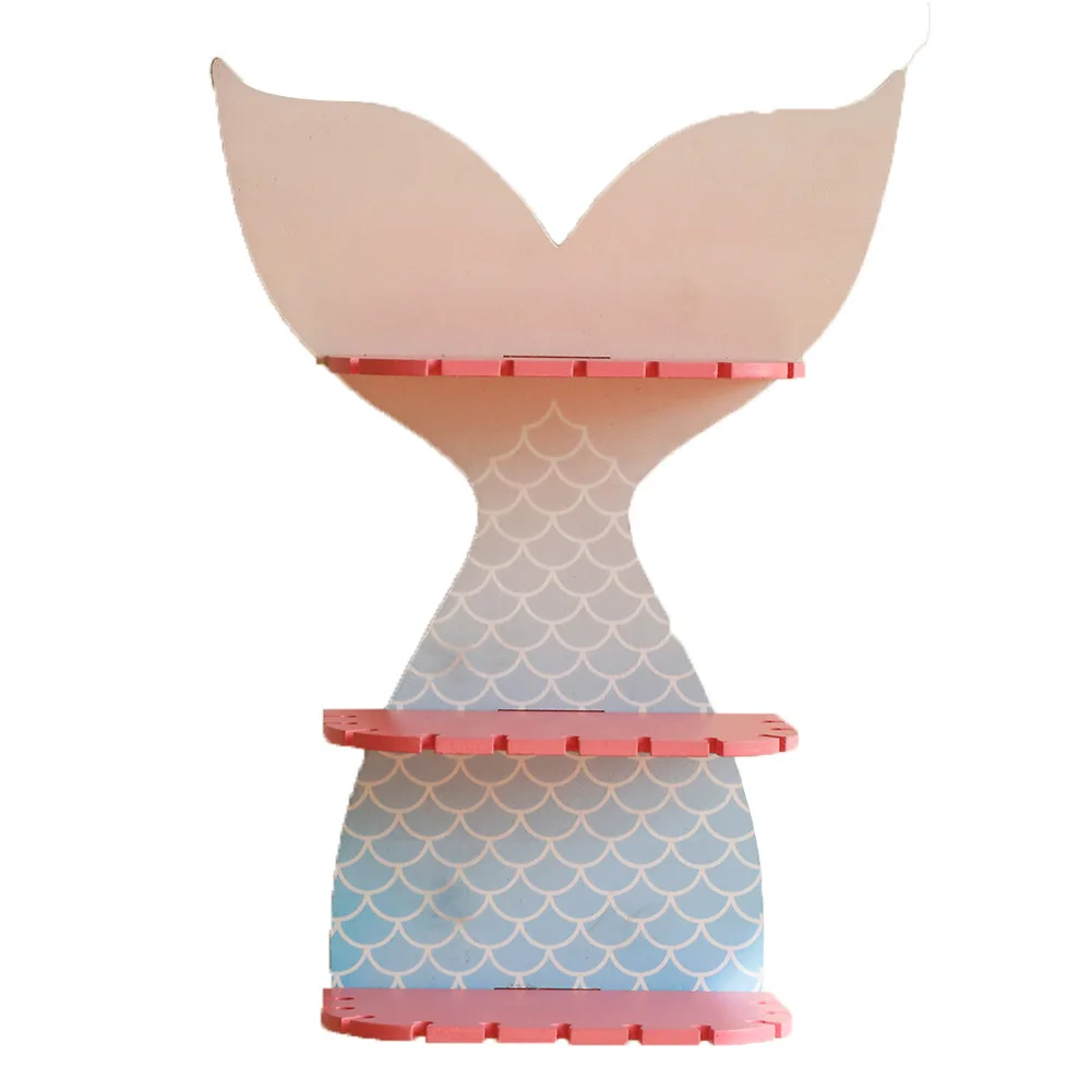 لون ذيل السمكة جدار تخزين الرف قطع الليزر 3-layer تخزين خشبي الرف الفنون والحرف زجاجة مجوهرات تخزين المنزل جدار ديكور