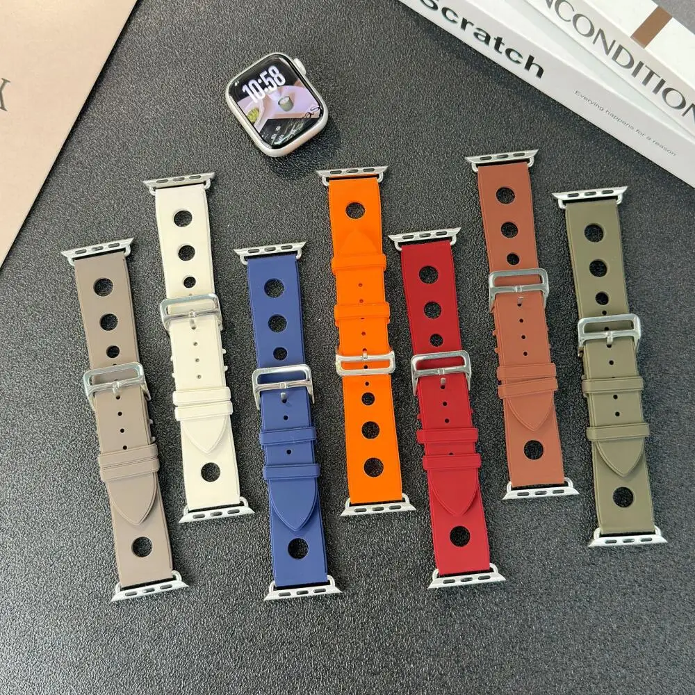 Silicone Band For Apple Watch Series 12 11 10 9 8 7 SE3 Ultra 4/3/2 49mm 46mm 42mm 40mm 44mm 45mm 41mm 38 Sport Breathable Strap