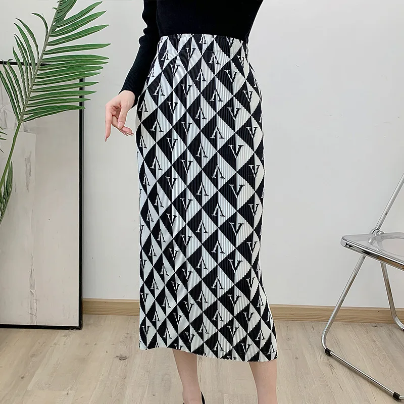 Pleats Pleated Skirt 2024 Elegant Pleated Jupe High-grade Pleated H-shaped Waist Long Skirt Autumn Winter Skirt Women Clothing