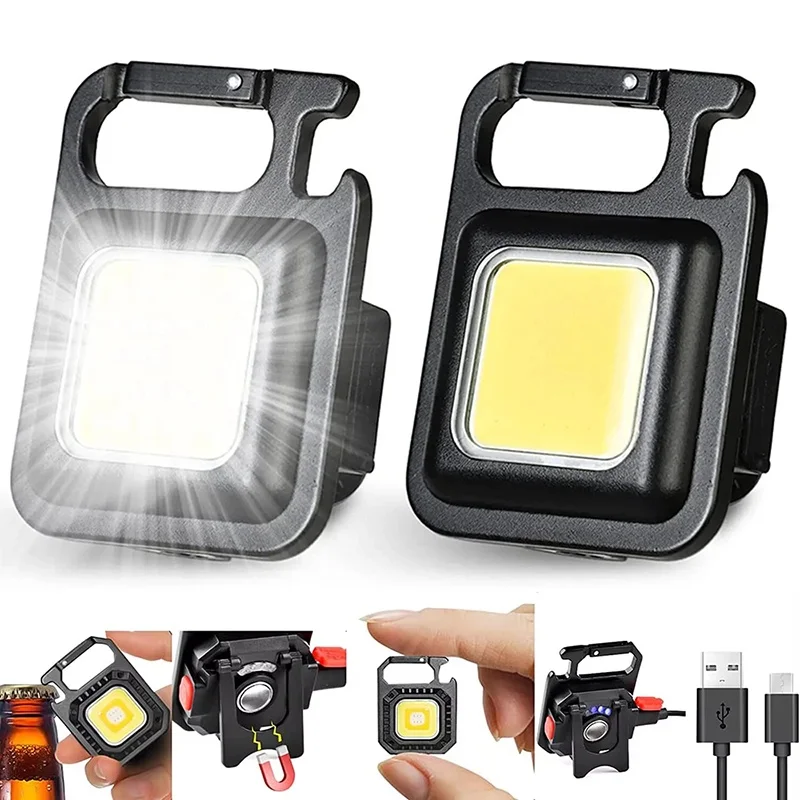 LED-Taschenlampe, superhell, 1500 lm, klappbare Halterung, heller EDC-Schlüsselanhänger, USB wiederaufladbar, wasserdichtes Licht, Outdoor-Camping-Werkzeuge