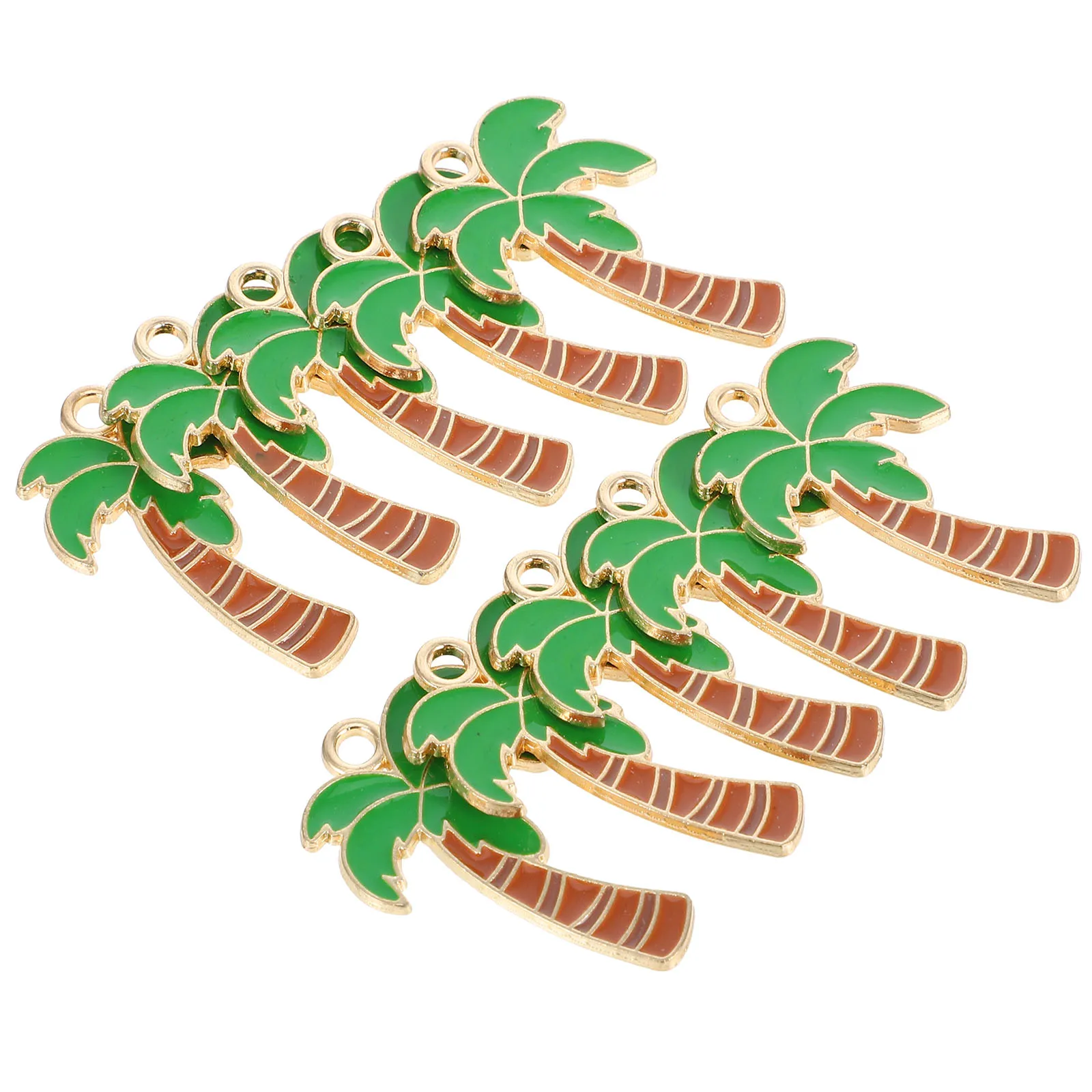 

10 Pcs Jewelry Accessories Coconut Tree Charms Palm Beads Tropical Style Handmade Keychains Necklaces Earrings Craft