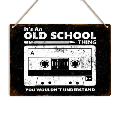 Old School Thing Vintage Metal Sign Retro 80s 90s Audio Cassette Tape Wall Plaqe