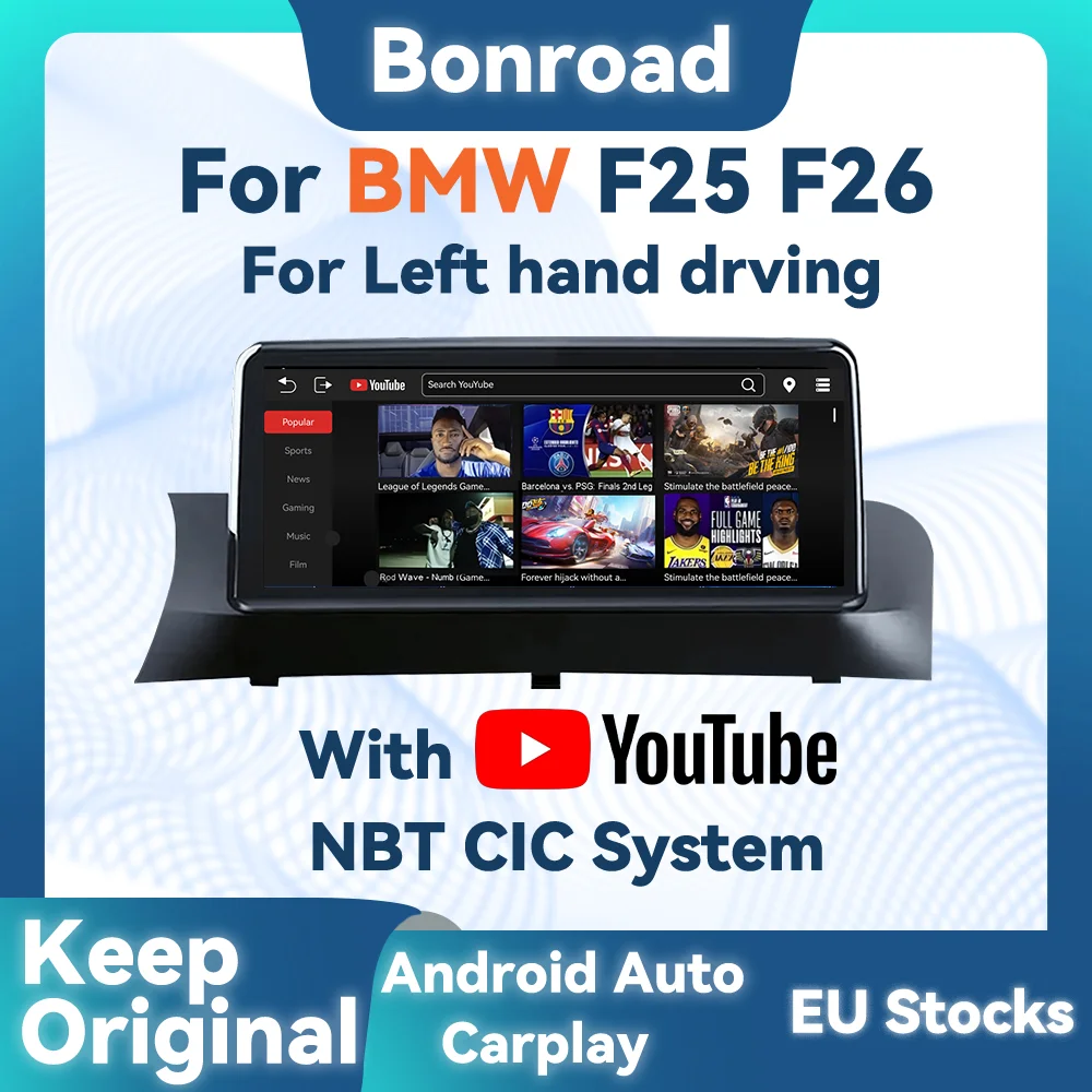 BONROAD 10.25 Wireless Carplay Android Auto Audio Stereo Car Radio With Youtube For BMW X3 X4 F25 F26 GPS Navigation Multimedia Touch Screen Stereo Display Mirrorlink Airplay Autolink