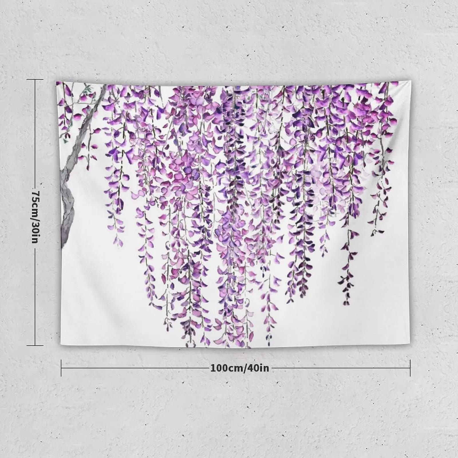 hand painted purple wisteria in bloom Tapestry Aesthetic Room Decoration Mushroom Decoration Wall Tapestry