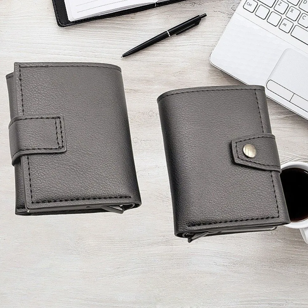 Fashion Anti Thief Men's Wallet Automatic Pop-up Solid Color Credit Card Holder Multifunctional Slim Cardholder Women