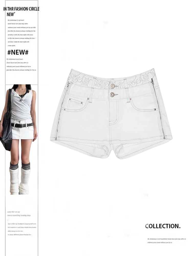 

Летние женские джинсовые шорты с низкой посадкой, джинсовые шорты Y2K 2000-х годов, американские ковбойские юбки Kpop Coquette Gyaru Harajuku, брюки-кюлоты, новинка