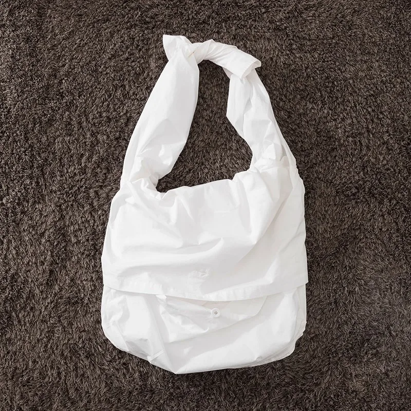 COMFY Japanese Functional Pure Cotton Large Pocket Shoulder Bag with Spliced Long Sleeved Loose Shirt CMF Trendy