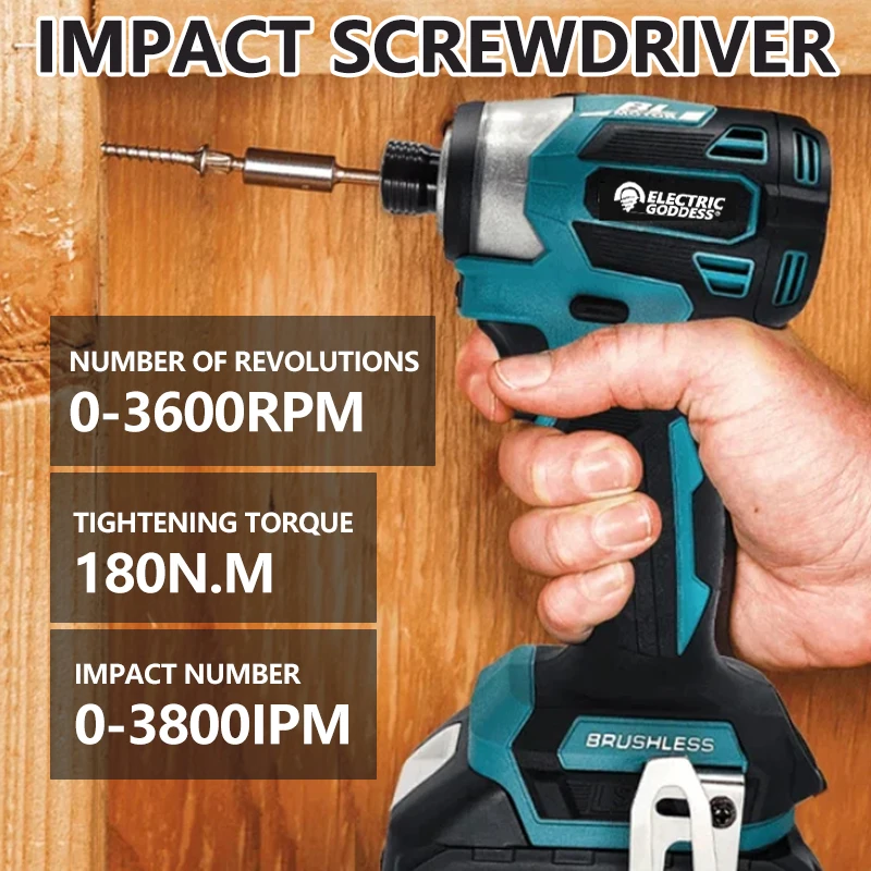 Imagem -03 - Deusa Elétrica com Cordless Impact Driver Brushless Motor Parafuso de Madeira Makita Bateria 18v 1800rpm Jy137 180nm
