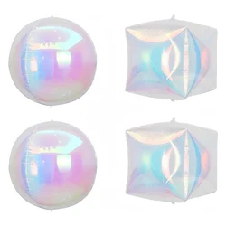 4Pcs 22inch Iridescent  Foil Balloons Crystal Rainbow Cubes Balls Birthday Party Disco Themed Party Decorations Bridal Shower