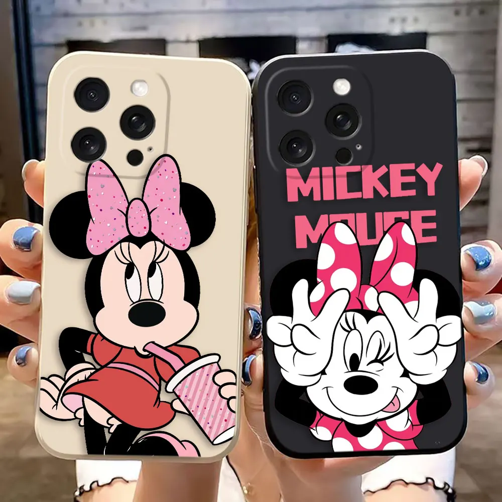 

Disney Lovely Minnie Cover Phone Case For Apple iPhone 16 15 14 13 12 PRO MAX PLUS Colour Soft Silicone Case Funda Coque Shell
