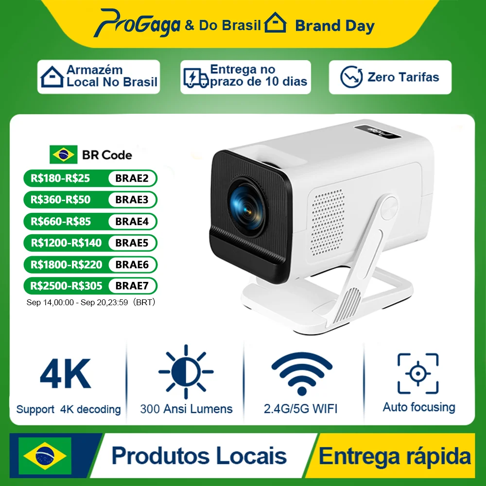 PROGAGA PG310 Projetor Android Inteligente 4k 720P 300Ansi Allwinner H713 Projetor PG310 Home Theater Vídeo Mini Projetor Portátil