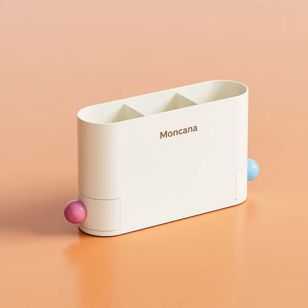 3 Grids Desktop Pen Holder with Drawers Large Capacity Makeup Storage Box Plastic Creative Stationery Storage Rack School