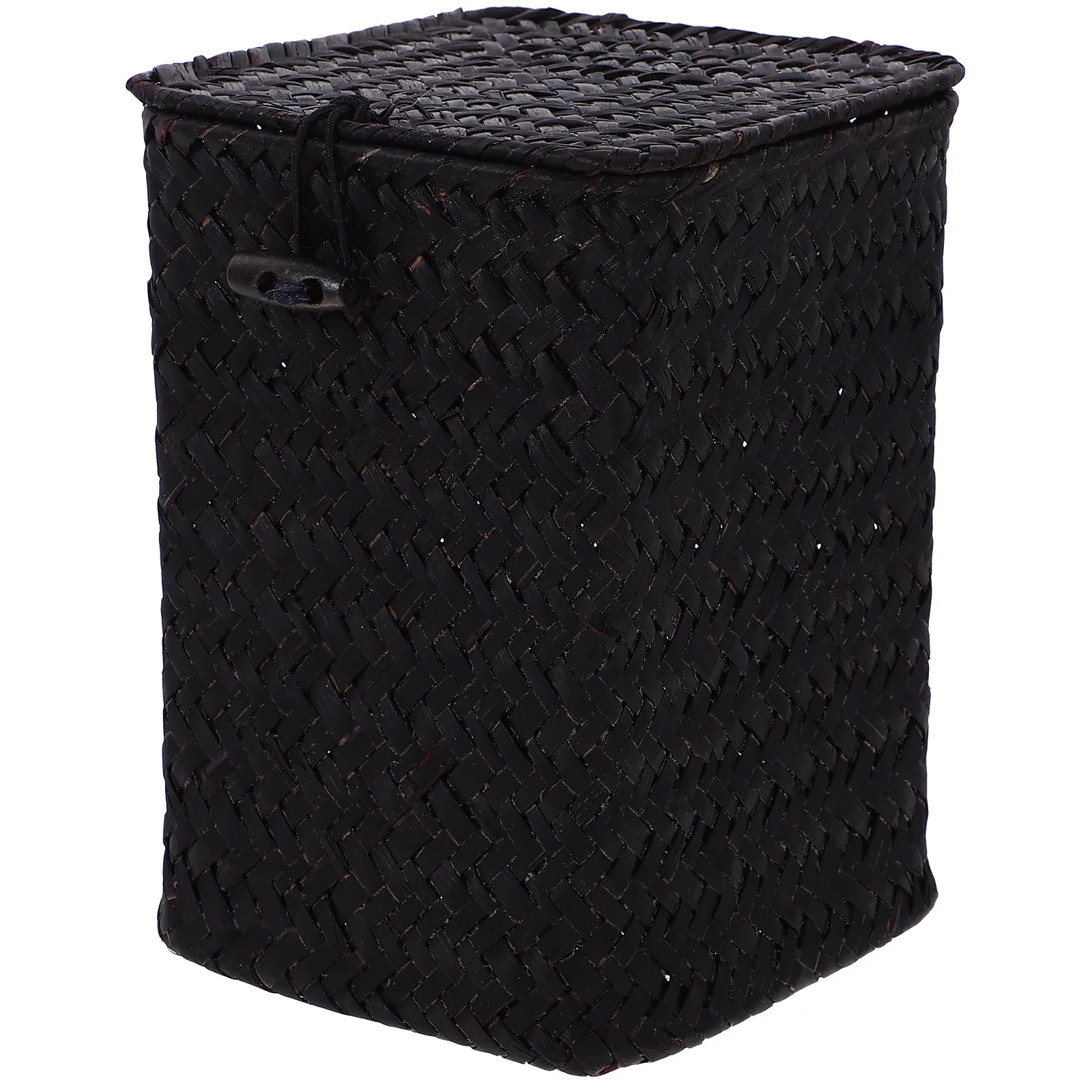 

Плетеная коробка для хранения из соломы с крышкой, органайзер для рабочего стола, контейнер для мелочей для офиса, кухни, гостиной