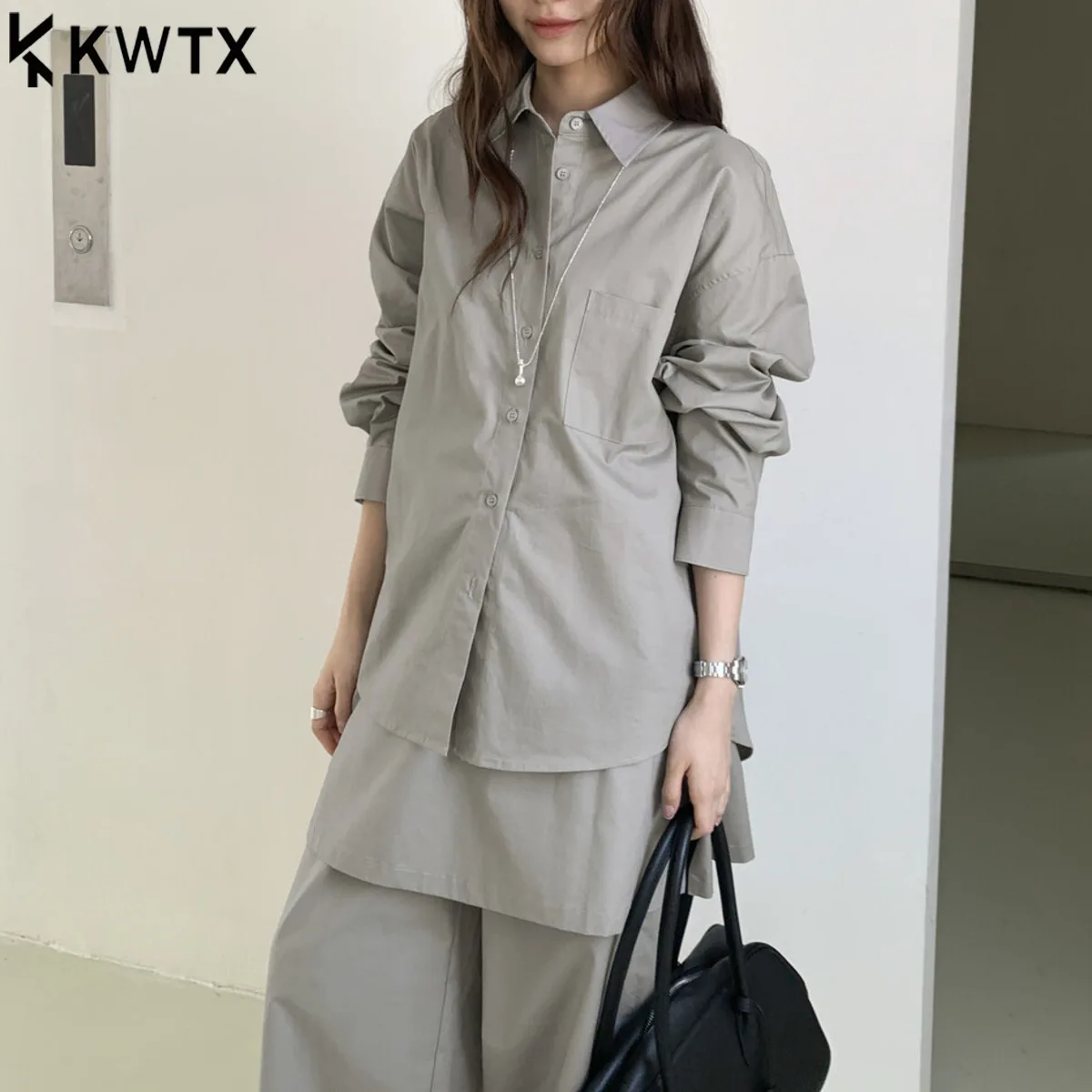 

KWTX 2025 Женский комплект из 3 предметов: повседневная новая однобортная рубашка и брюки со съемной юбкой, облегающая шикарная роскошная весна-осень