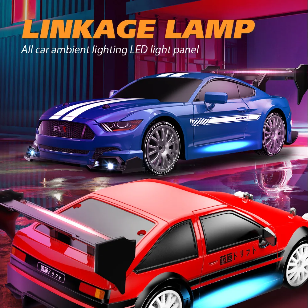 New 1:24 High Speed ​​Drift Remote Control Car 4WD Professional Drift Racing Car LED Light Adjustable Simulation RC Car Toy Gift