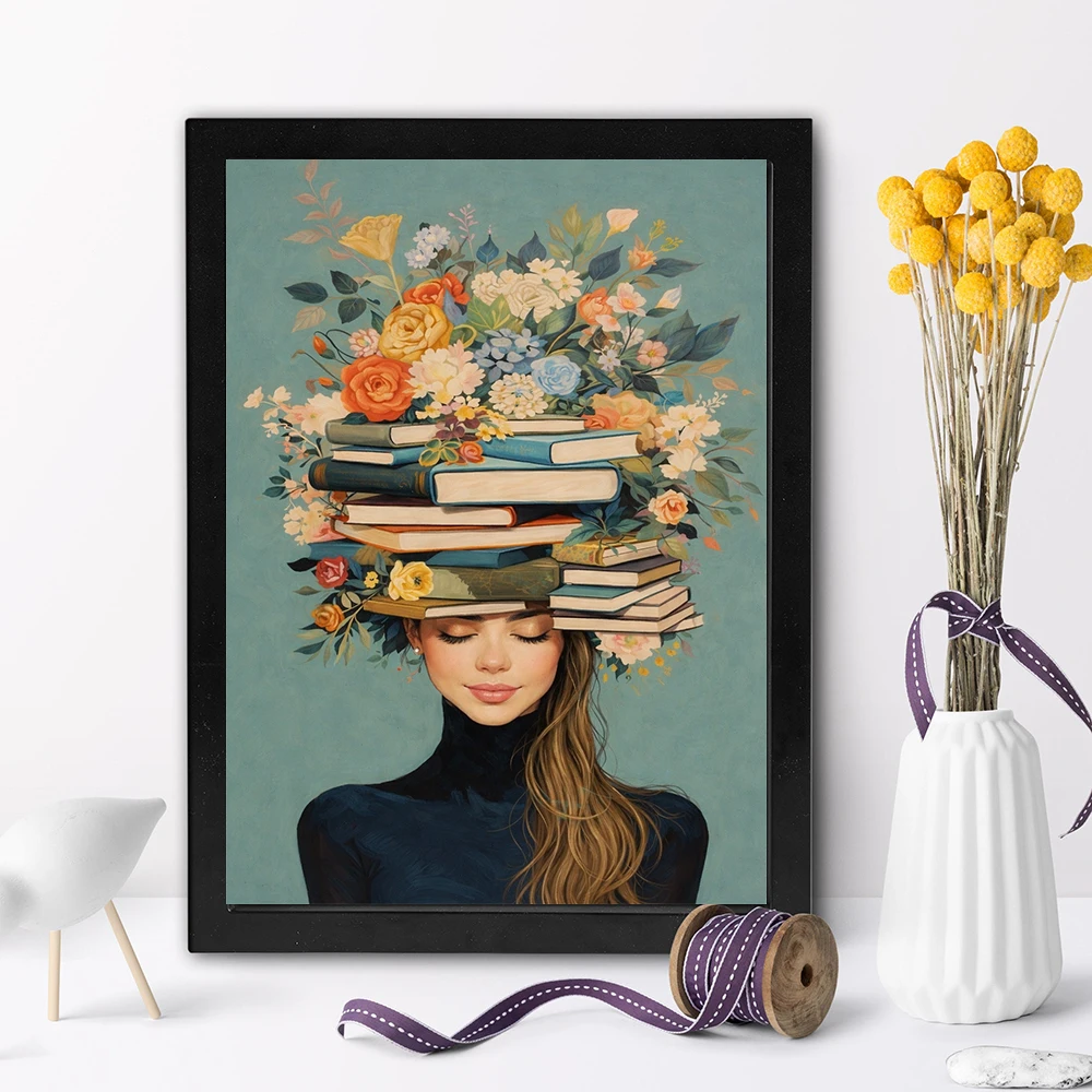 Readers Of The Flower Crown Wall Art Prints Nordic Canvas Painting Poster Pictures For Living Dining Room Retro Home Decoration