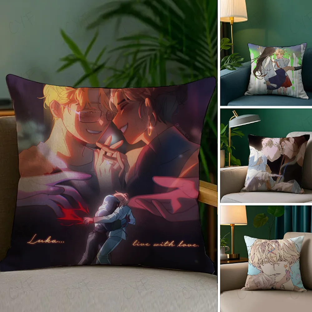 

Alien Stage Luka anime Pillow Case Anti-dustmite Pillowcase Invisible zipper silky short plush Sofa cushion cover