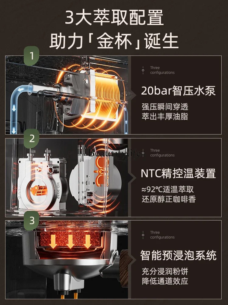 Coffee machine Small household all-in-one machine Full semi-automatic Italian grinding coffee maker