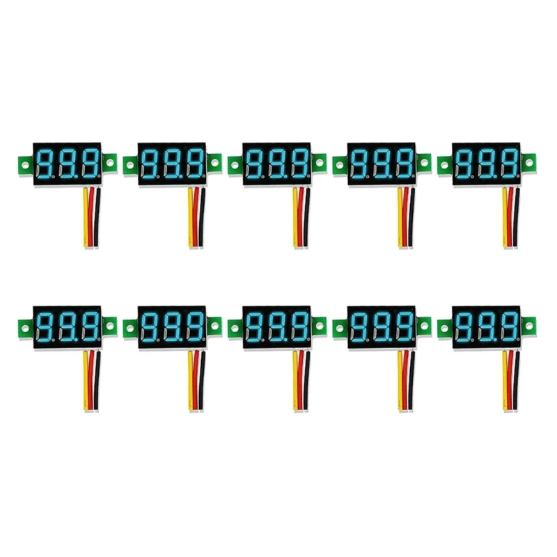10 قطع جهاز قياس الجهد الكهربائي الصغير الرقمي الفولتميتر مع شاشة LED 0.28 بوصة