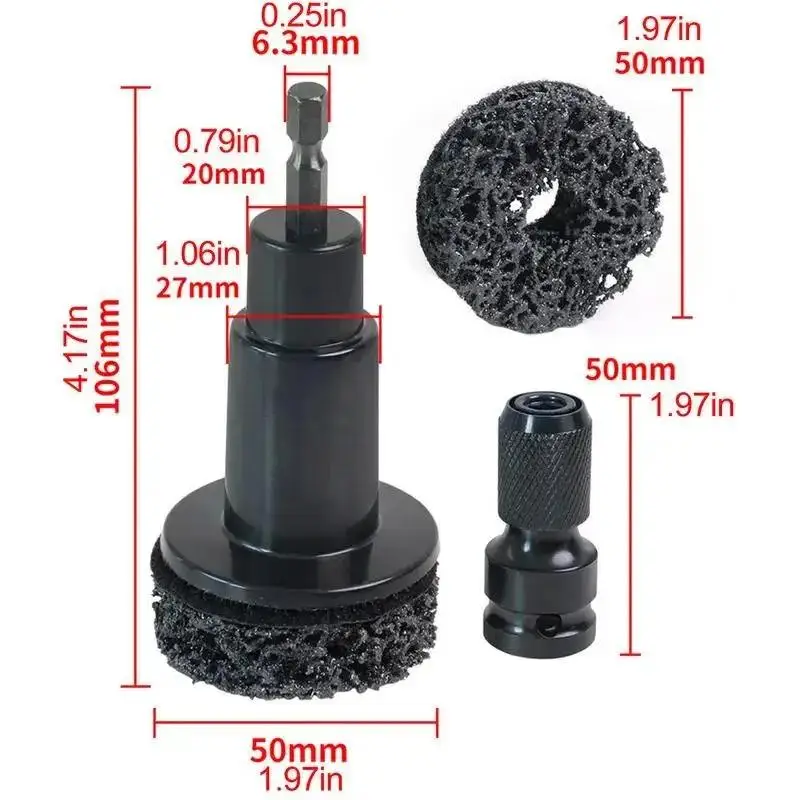 Wheel Hub Cleaning Kit Brake Disc Rust Removal Tool Grinding Heads&Polish Pads for Wheel Stud Resurfacing Lug Nuts Cleaning image 6