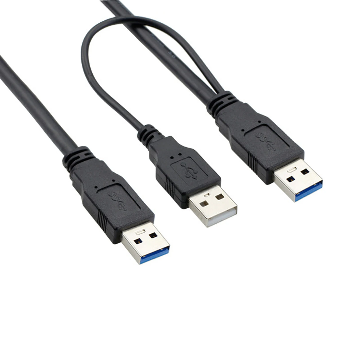 CYDZ Dual USB 3.0 A Male to USB 3.0 Male Data Cable With Extra USB Power for Mobile Hard Disk