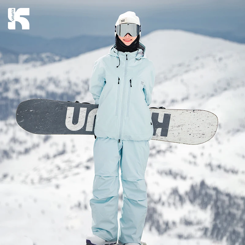 KUFUN Abbigliamento da sci Completi da snowboard ispessito impermeabile Giacca da neve antivento Top Pantaloni Pantaloni larghi Casual Uomo Lady Adolescente
