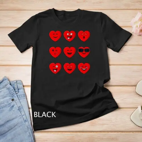 Heart Emojis Valentines Day Funny Emoticons Boys Girls Kids Unisex T-shirt