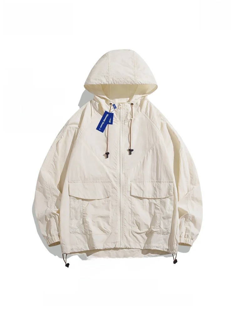 

Wassup Dozen Men's Lightweight Cool Feeling Sun Protection Clothing Windbreaker Skin irt UPF50 Faionable Anti-Uv Jaet