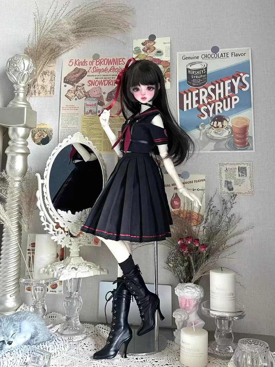 BJD poppenkleertjes zijn geschikt voor 3-inch poppenkleertjes. Nieuwe zwarte of paarse jurk, 2-delige set, damesstijl met botkruis