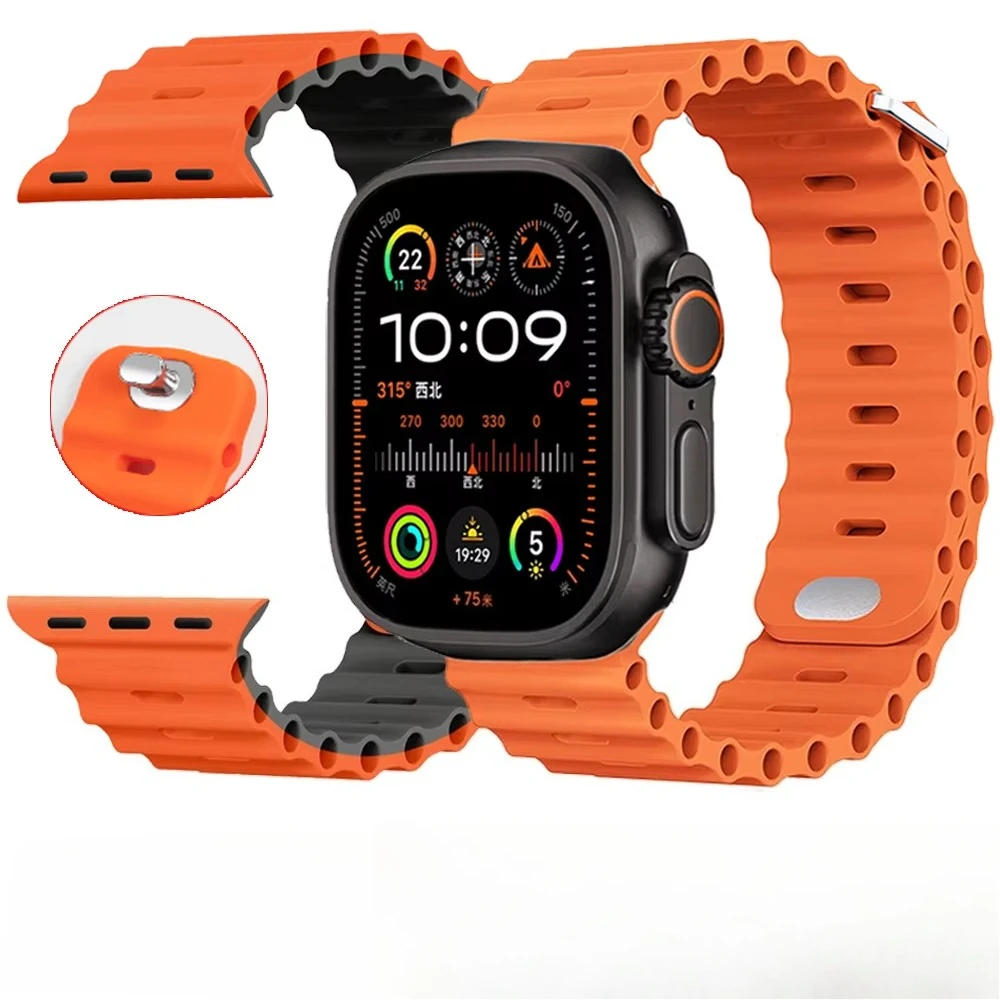 Ocean strap For Apple Watch Ultra 2-3 Band 49mm 9 8 7 45mm 41mm 44mm Silicone Bracelet Wristband iWatch S10 S11 46mm 42mm band