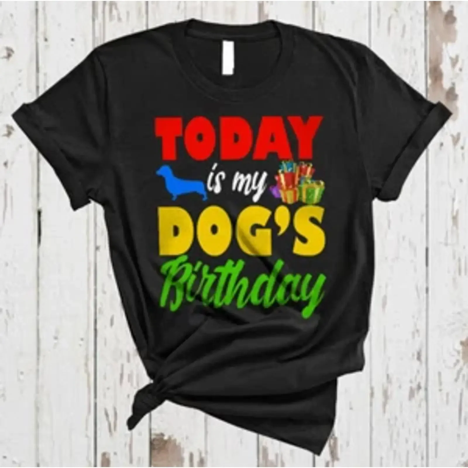 Today Is My Dog's Birthday Funny Dog Dachshund Family Team Happy Bithday T Shirt vintage Washed designer clothes streetwear