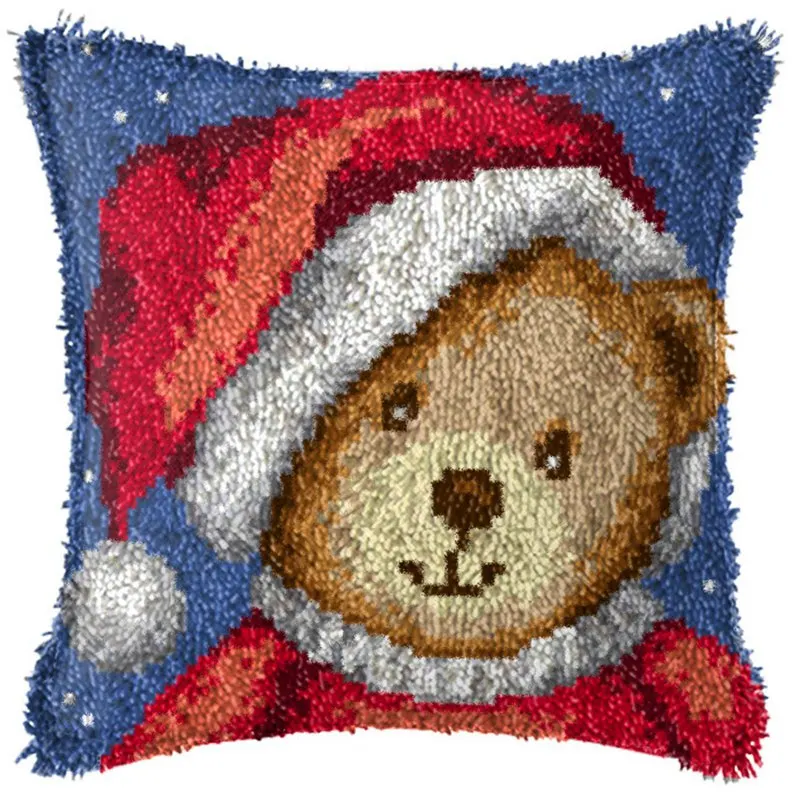 DIY Christmas Deer Snowman Latch Hook Kit Knot Pillow Package Embroidery Latch Hook Kits Cushion Pillowcase Set For Needlework