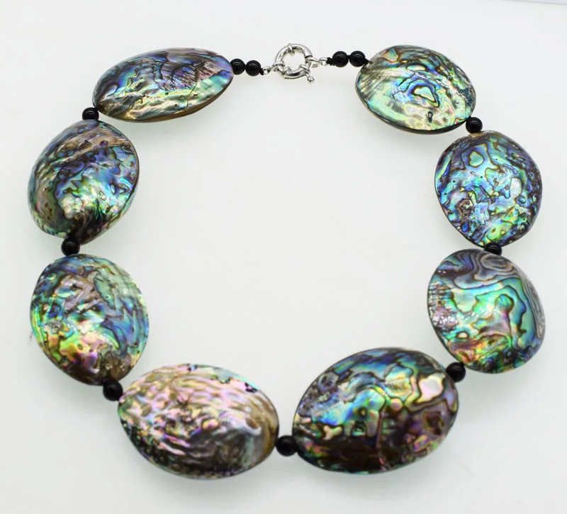 

WOW! black abalone shell egg 20inch nature wholesale necklace 45-50mm