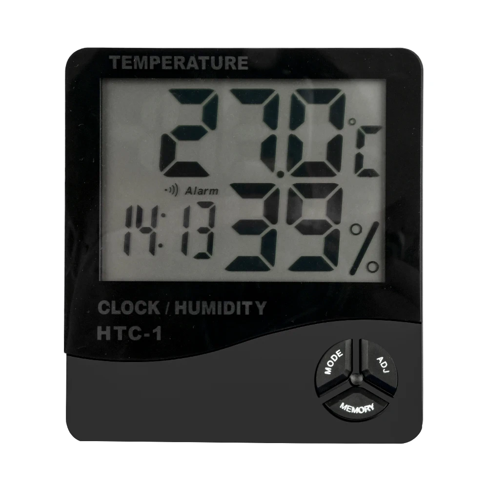 HTC-1 LCD Electronic Digital Temperature Humidity Meter Thermometer Hygrometer Indoor Outdoor Weather Station Clock